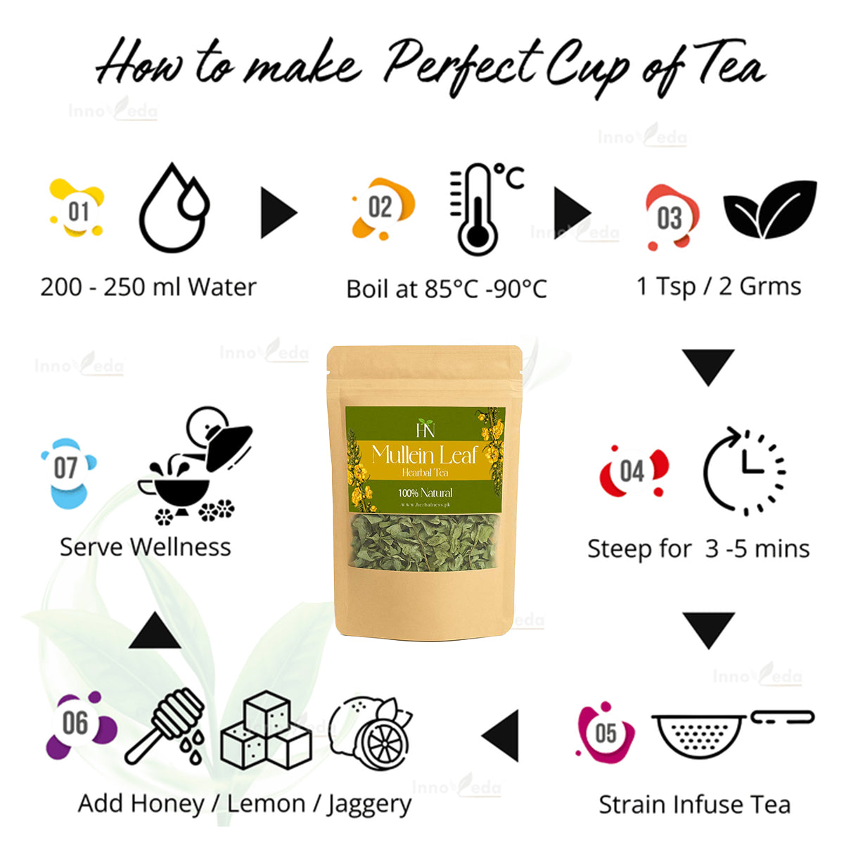 MULLEIN PURE LEAF TEA FOR LUNGS HEALTH (30 TEA CUPS) 100 GRAMS